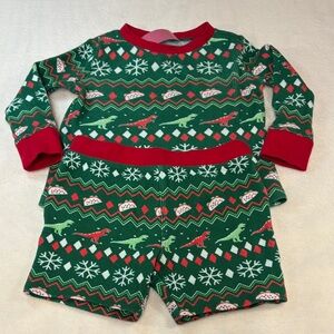 Chubbies Green and Red Dinosaur Pajama Set